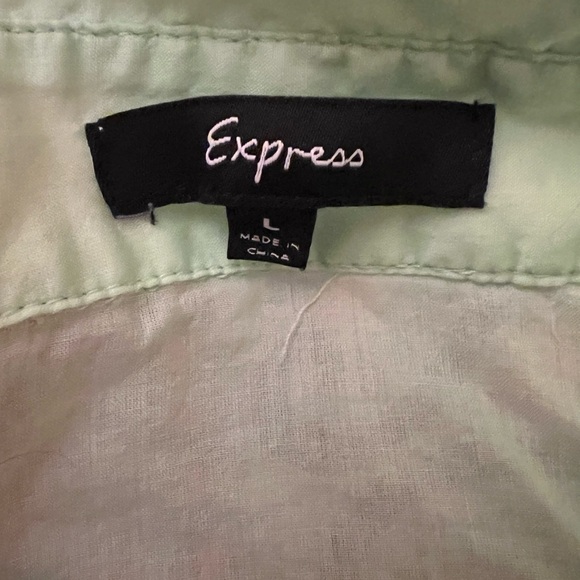 Express Size Large Green Ombre Button Down L/S - Picture 5 of 5